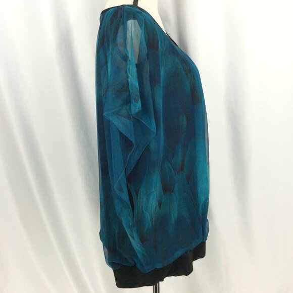 BAISHENGGT Womens Summer Tops Flutter Short Sleeve Pleated Front Mesh Teal 4XL - Picture 5 of 14